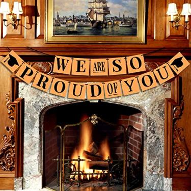 Imagem de Banner We Are So Proud Of You - No DIY - Papel Kraftpaper | Placa de graduação para decorações de formatura 2021 | Faixa de parabéns | Decoração de classe de 2021 para jardim de infância, enfermagem, exército | Decorações de festa de idosos