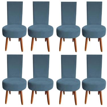 Imagem de Kit 08 Cadeiras De Jantar Lisboa Sued Azul Tiffany D`classe Decor