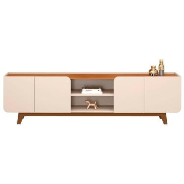 Imagem de Rack Para Sala Bancada De 75 Pol 220cm Collie D04 Off White-freijó - Mpozenato