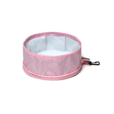 Imagem de Bebedouro Dobrável Portátil 650ml Rosa Pet Cães Gatos Perigot