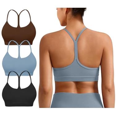 Imagem de Sutiã esportivo acolchoado com costas em Y para mulheres – costas nadador com alças finas de baixo impacto para ioga e treino