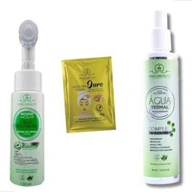 Imagem de Kit Antioleosidade, Mousse Micelar 150ml, Água Termal 190ml, Máscara Facial Ouro