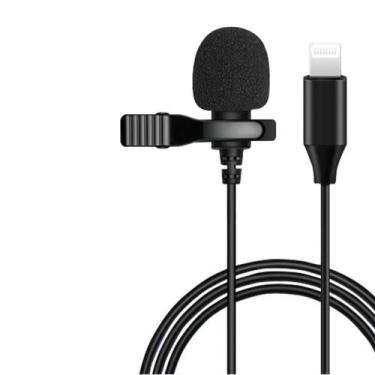 Imagem de Microfone Condensador de Lapela Lightning Omnidirecional Fio 2 Metros 