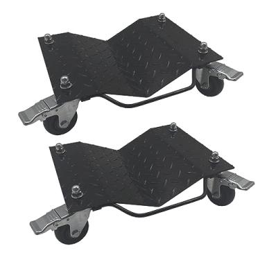 Imagem de WINVI Conjunto De 2 Elevadores Móveis Para Rodas Carro, Patins Veículos Alta Resistência, Macaco Motocicleta E Carrinhos Mudança Com Rodas, Capacidade 1365 Kg, Preto (Preto, Carrinhos)