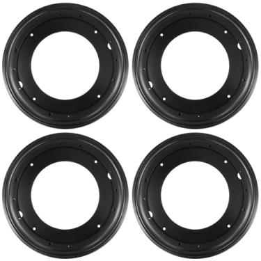 Imagem de TAICHEUT Pacote Com 4 Peças De Ferragens Giratórias Redondas Pretas 12", Base Giratória 5/16" Espessura, Placa Rolamento Para Bandeja Servir, Mesa, Cozinha