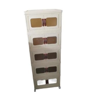 Imagem de Prateleira Armário Nicho Organizador 5 Compartimentos Empilháveis Estante Casa Escritório Vertical (Visor Marrom Claro)