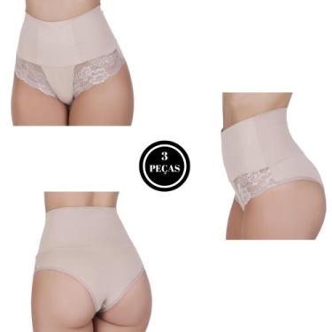 Imagem de Kit 3 Calcinha Cinta Modeladora Compressão Cós Alto - c13 KIT 3 FERNAN