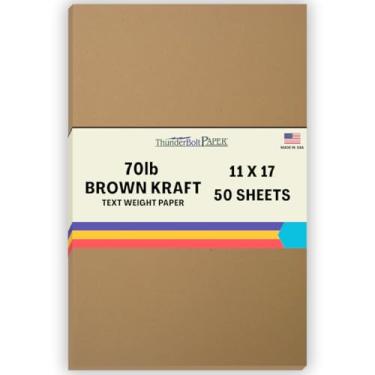 Imagem de 50 folhas de papel de fibra Kraft marrom de 28/32 kg (não cartão/capa) – 28 x 43 cm (28 x 43 cm) Tablóide | Livreto | Tamanho de livreto - Cor terrosa rica com fibras naturais - Acabamento suave