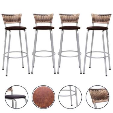 Imagem de Kit 4 Cadeira Banquetas Para Cozinha Americana Banco Balcão Bar Area G