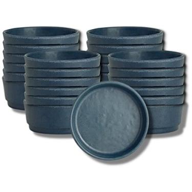 Imagem de Creations Tigelas de melamina ramekin, Steelite Heavy Duty Unbreakable Commercial Foodservice, Cali Harbor Round 7.1 cm, 3.0 cm Deep 56.7 g, Sauce Snack Serving Dishs, conjunto com 24, azul