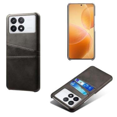 Imagem de Capas Compatível com Xiaomi POCO X6 PRO,Caso de couro PU-Tampa de telefone a prova de choque com 2 slots de cartão,Proteção anti-impressão digital e anti-gota-Black