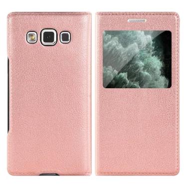 Imagem de Capa flip de couro transparente para Samsung Galaxy S22 Ultra 5G S21 Plus S20 FE S10 Lite S10e S9 S8 S7 Edge S6, capa de telefone em ouro rosa para S22 Ultra