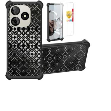 Imagem de Aroepurt Capa compatível com BLU G65L Capa de celular com suporte [com 2 películas de vidro temperado] Capa híbrida [mudança de forma multidirecional 3D] preta