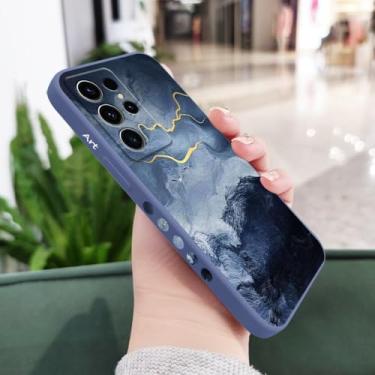 Imagem de Capa de celular dourada com efeito mármore para Samsung Galaxy S25 S24 S23 S22 S21 S20 S10 S10E Ultra Plus FE Note 20 Ultra 10 Plus, azul claro, para S21 Plus