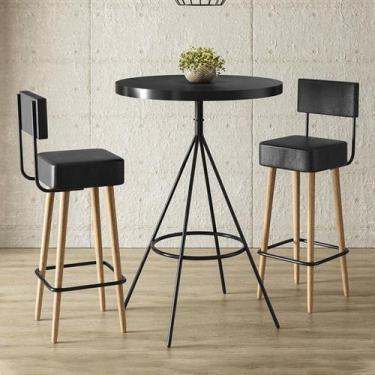 Imagem de Conjunto Mesa Alta Bistrô Viena e 2 Banquetas Alta Banco Barcelona 96c