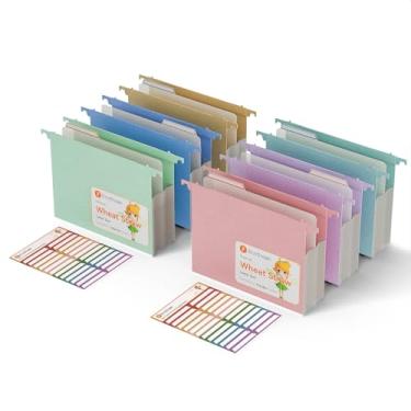 Imagem de Pastas de arquivo suspensas de capacidade extra, pasta suspensa expansível de palha de trigo reforçada de 8 cm, resistente para arquivos, organizador de arquivos para escritório e casa - cor A - 6