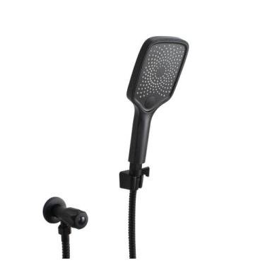 Imagem de Ducha Higiênica Retangular ABS Preto c/ Registro 1/4 de Volta - AMG Me