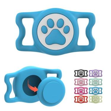 Imagem de ilFindYou Suporte impermeável para coleira Airtag para Apple Air, suporte de silicone para cães e gatos (azul)