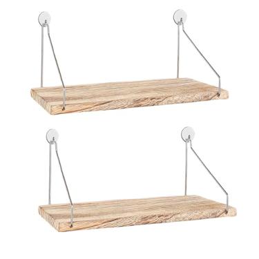 Imagem de Pacote com 2 prateleiras de cubo de parede de tecido com ganchos para decoração de trabalho, organizador de cubículos de madeira de 29 cm, prateleira de armazenamento com cabides, acessórios de