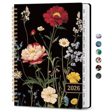 Imagem de Agenda 2026, agenda mensal e semanal para mulheres, janeiro de 2026 a dezembro de 2026, capa dura bonita agenda 2026 livro com abas, encadernação espiral, perfeito para escola, escritório, casa, 16 x