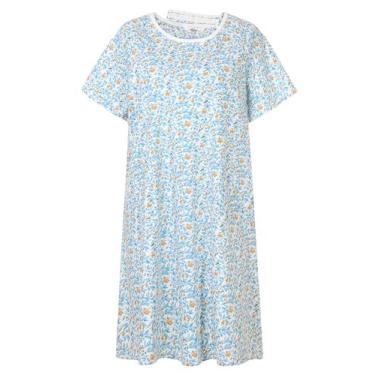 Imagem de Vestido hospitalar AVIIER 100% algodão para mulheres Blue Flower 3XL