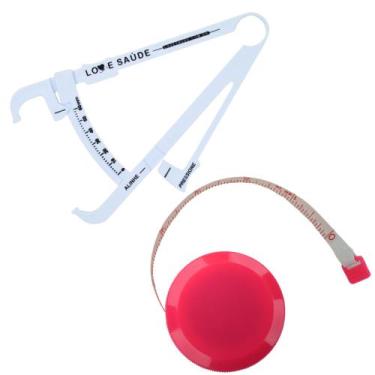 Imagem de Kit Avaliacao Fisica Medir Gordura Corporal Fita Metrica Adipometro - 