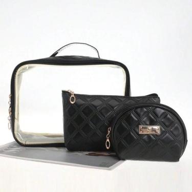 Imagem de Kit 3 Peças Necessaire Estojo Cosmética Fofo Modelo Novo - NoBrand, Pr