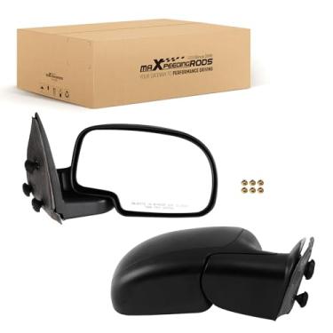 Imagem de maXpeedingrods Conjunto de pares de espelhos retrovisores manuais do lado do motorista e do passageiro para Chevy Silverado 1500 2500 3500, para GMC Sierra 1500 2500 Yukon 1999-2007, espelho lateral