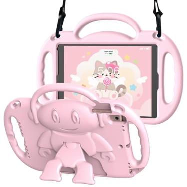Imagem de VICVOL Capa infantil para iPad 5ª/6ª geração (9,7 polegadas, 2017/2018) e iPad Air 1/2 9,7 polegadas e Pro de 9,7, capa infantil leve à prova de choque durável com alça de ombro/alça/suporte, rosa