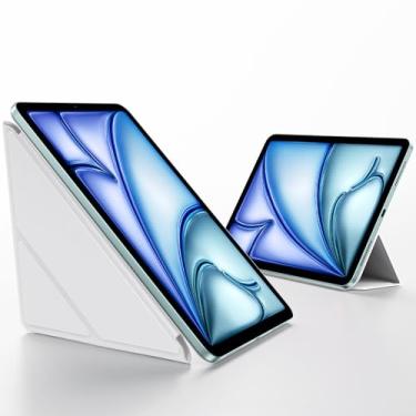 Imagem de SMARTDEVIL Capa para iPad Air de 13 polegadas (2024), fina e leve, suporte de 5 vias, suporte completo para lápis 2, capa magnética rebote, branca