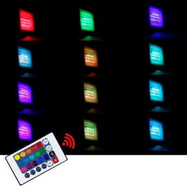 Imagem de Refletor LED RGB Bivolt IP67 com Controle Remoto - Ofertaher, 100W