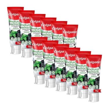 Imagem de Kit 12 Creme Dental Colgate Natural Extracts Carvão Ativado e Menta 90
