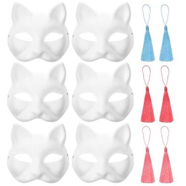 Imagem de Máscara de gato MUNSKT 6 peças com borlas para máscaras pintadas DIY