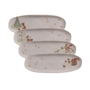 Imagem de Travessa Oval Em Cerâmica Coup Christmas Card 36x12cm Porto Brasil