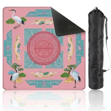 Imagem de Mahjong Mat 31.5" x 31.5" Elegant Crane Floral Traditional Chinese Elements Non-Slip Noise Reduction Mahjong Tiles Table Cover for Dominoes Poker Card Board and Tile Games