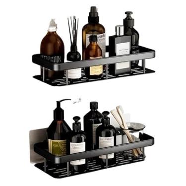 Imagem de KIT 2 Suporte de Shampoo Organizador Cromado Inox Prateleira Sem Furo Banheiro Premium(PRETO [ KIT 2 ])