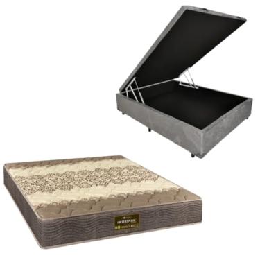 Imagem de Cama Box Baú Blindada com Colchão de Espuma Orthopedic - Casal 138x188 (SUEDE CINZA)