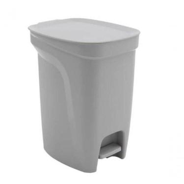 Imagem de Lixeira Tramontina Compact Pedal Cinza Com Haste Em Aço Galvanizado 10 L