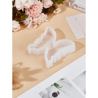 Imagem de 1 molde de silicone de borboleta, bandeja branca de moldes artesanais, reutilizável, suprimentos de artesanato para bricolage, sabonetes de resina, projetos de artesanato, decoração de escritório em