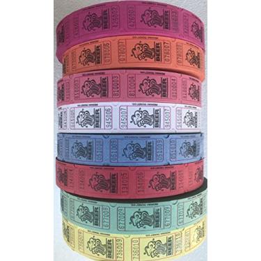 Imagem de Raffle Tickets – (4 rolos de 2000 passos) 8,000 bilhetes totais de cerveja Raffle, (4) Random Colors