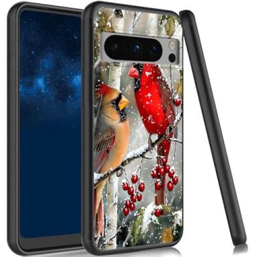 Imagem de JANENFNA Capa para Google Pixel 10 Pro XL fina à prova de choque TPU capa protetora de borracha flexível e leve para Google Pixel 10 Pro XL 6,8 polegadas 2025, Snowy Cardinals