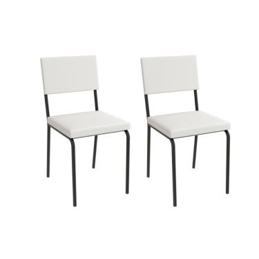 Imagem de Cadeira De Cozinha Zaria 2c128prf Aço Kit 2 Un Preto-ano Branco - Kappesberg