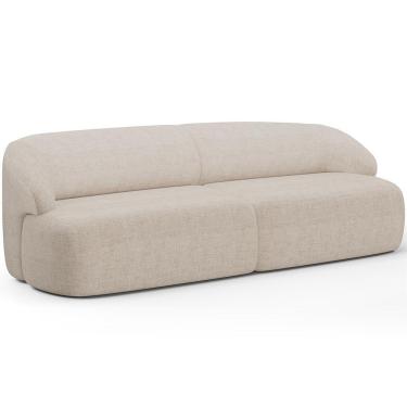 Imagem de Sofá 3 Lugares Curvo Orgânico Living 220cm Barolo L06 Linho Bege