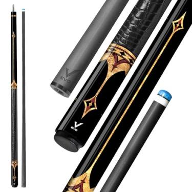 Imagem de Vara de sinuca de fibra de carbono EVO Crown, bastões de piscina de baixa deflexão com junta de 3/8 x 8 pinos e ponta de 12,5 mm, ponta padrão Time, envoltório de couro de microfibra