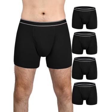Imagem de TIICHOO Cueca boxer de algodão lavável para incontinência com mosca, à prova de vazamento, pacote com 4 (pequena, 4 preta)