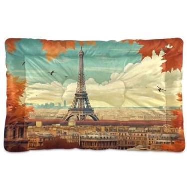 Imagem de Wassud Torre Eiffel no outono (2) cama lavável para cães pequenos, tapete portátil macio para animais de estimação, cama antiderrapante para cães e gatos, almofada confortável para cães, cama para