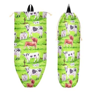 Imagem de xigua Suporte de parede para saco plástico de animais de fazenda com cordão 1 pacote, organizador de sacolas de supermercado reutilizável para bolsas, meias, roupas íntimas e gravatas