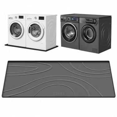 Imagem de Esteira de silicone para máquina de lavar – Bandeja de gotejamento antiderrapante à prova d'água de 137 x 67 cm, tapete macio antivibração para secadora ou lavadora, protetor de vazamento de piso para
