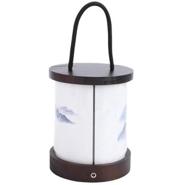 Imagem de GLOGLOW Lâmpada de Mesa Lanterna Portátil, Luz Noturna Sem Fio Recarregável para Acampamento, Quarto, Pátio, Madeira Sólida, Lâmpada Touch Usb, Iluminação Interna (Montanha)