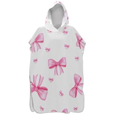 Imagem de Joisal Bonito laço rosa surf poncho trocador adulto absorvente masculino poncho com capuz praia banho toalhas com capuz